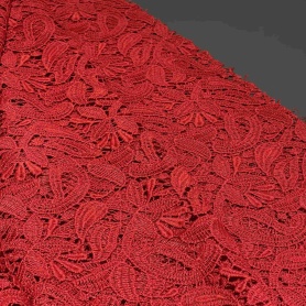 Полиэстер красный кружевной (150235)