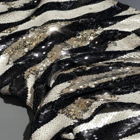 Полиэстер черно-белый с пайетками (187363)