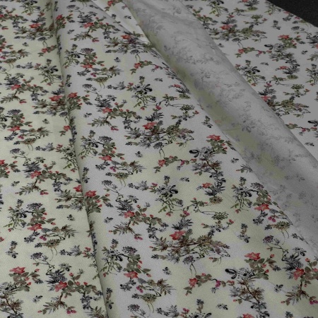 Хлопок белый с цветочным принтом (150256-3)