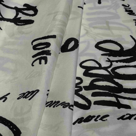 Хлопок белый с текстовым принтом (152189)