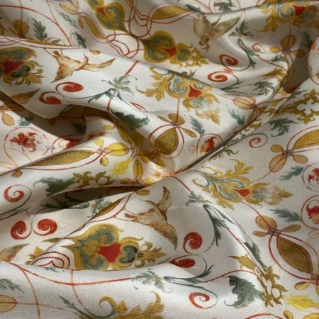 Шелк кремовый с цветочным принтом (178424-1)