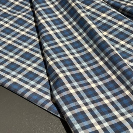 Хлопок синий в клетку (143120-2)
