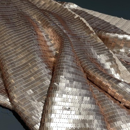 Полиэстер бежевый с пайетками (181479-1)