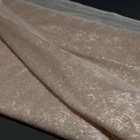 Полиэстер бежевый с пайетками (131350)