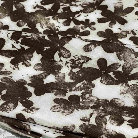 Хлопок белый с цветочным принтом (131446-1)