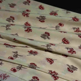 Хлопок желтый с цветочным принтом (137977)