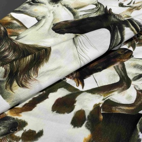 Хлопок белый с принтом лошадей (178463-2)