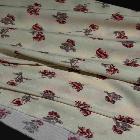 Хлопок желтый с цветочным принтом (137977)