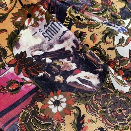 Вискоза мультиколор с цветочным принтом (103906)