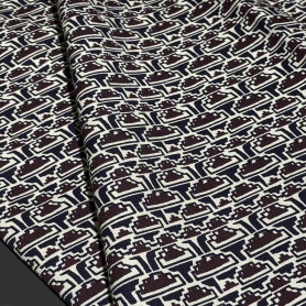 Хлопок бордовый с геометрическим принтом (122826)