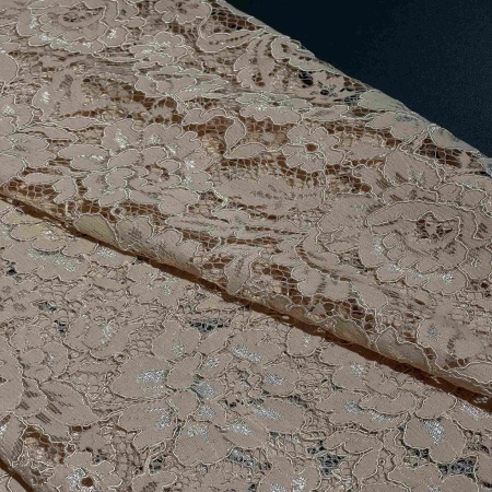 Полиэстер бежевый кружевной (119328)