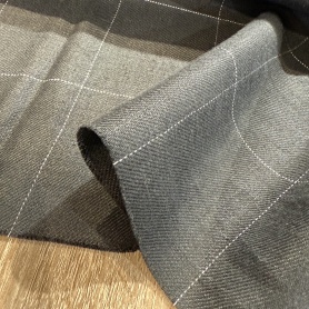 Лен темно-серый в клетку (119281)