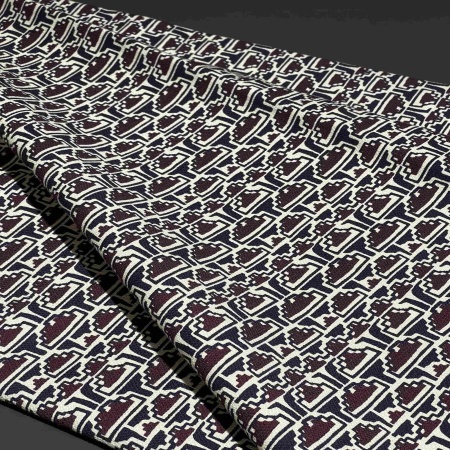 Хлопок бордовый с геометрическим принтом (122826)