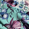 Вискоза бирюзовая с цветочным принтом (125688-1)