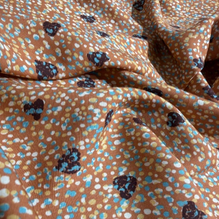 Вискоза оранжевая в горошек (150220)