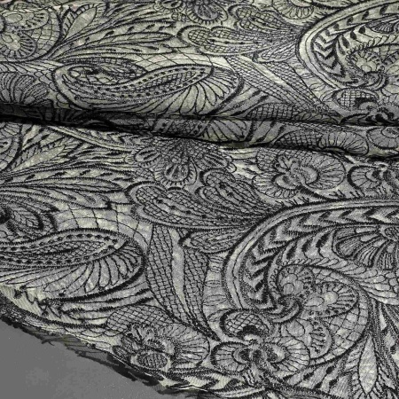 Полиэстер кремовый с вышивкой пейсли (187330-1)