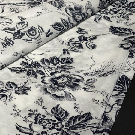 Хлопок белый с цветочным принтом (125566)