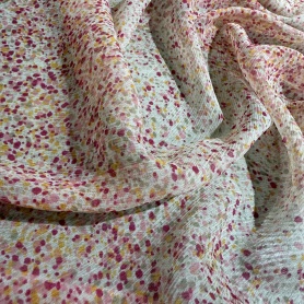 Вискоза розовая в горошек (152168)