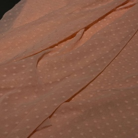 Полиэстер персиковый в горошек (119252)