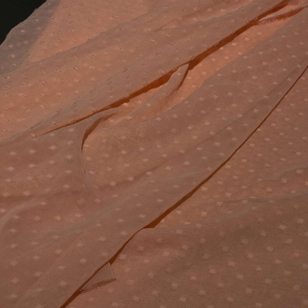 Полиэстер персиковый в горошек (119252)