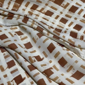 Вискоза бело-коричневая в клетку (125665)