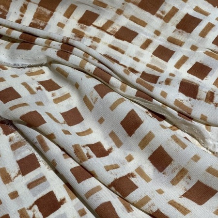 Вискоза бело-коричневая в клетку (125665)