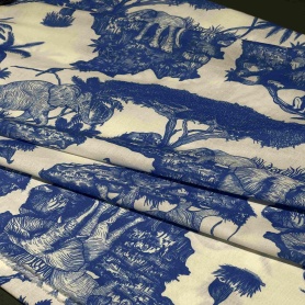 Хлопок белый с принтом "Слоны в саванне" (178463-4)