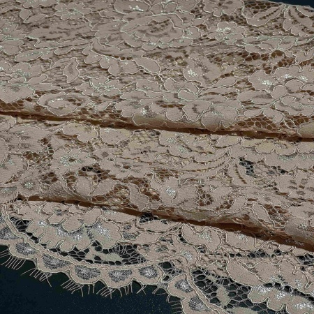Полиэстер бежевый кружевной (119328)