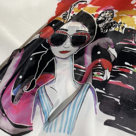 Вискоза кремовая с поп-арт принтом (181477-1)