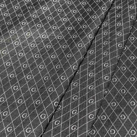 Хлопок черный с геометрическим принтом (128488)