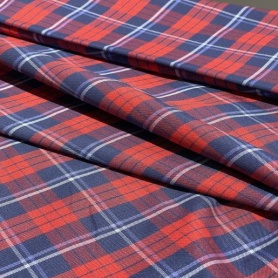 Хлопок красно-синий в клетку (128432-2)