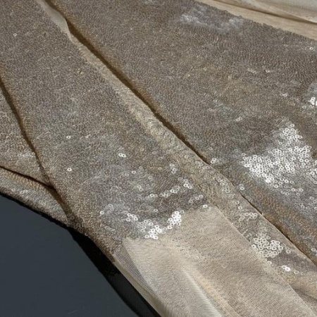 Полиэстер бежевый с пайетками (131442-1)