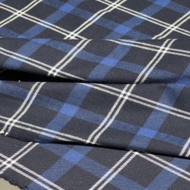 Хлопок темно-синий в клетку (125772)