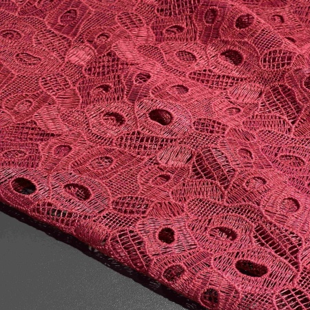 Полиэстер бордовый кружевной (125469)
