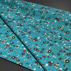 Хлопок бирюзовый с цветочным принтом (134473)