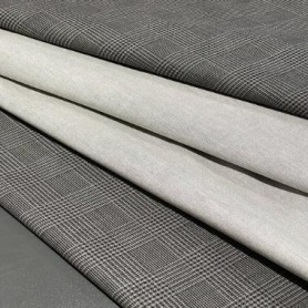 Хлопок серый в клетку (131446)