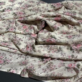 Полиэстер кремовый с цветочным принтом (150305)