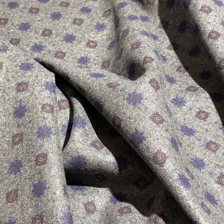 Шерсть серая с геометрическим принтом (181473-5)