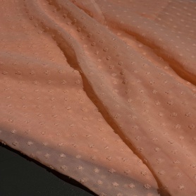 Полиэстер персиковый в горошек (119252)