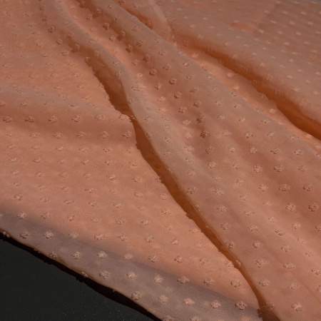 Полиэстер персиковый в горошек (119252)