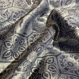 Вискоза голубая с цветочным принтом (178456)