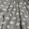 Хлопок серый в полоску с цветочной вышивкой (178420)