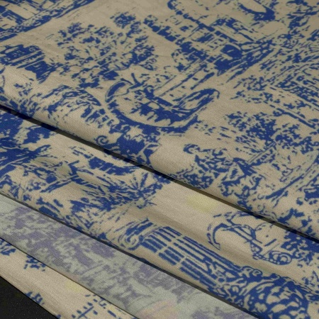 Хлопок белый с пейзажным принтом (178423-1)