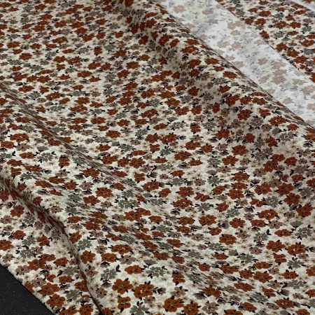 Хлопок кремовый с цветочным принтом (150259-2)