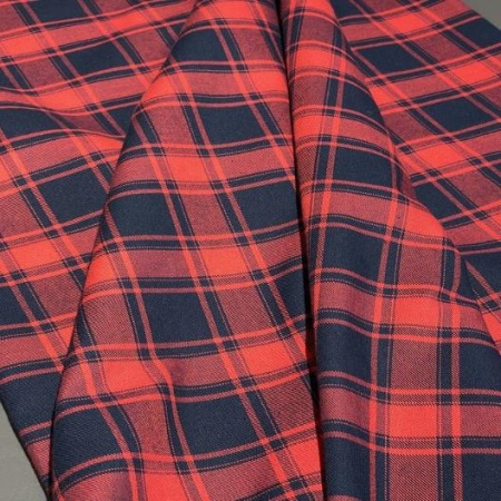 Хлопок красный в клетку (125785)