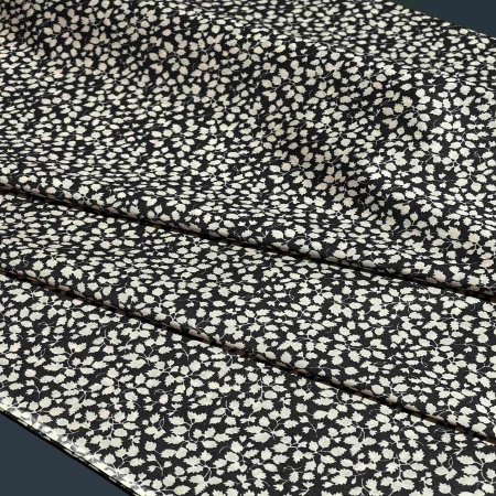 Хлопок черный с цветочным принтом (178489)