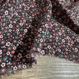 Вискоза коричневая в цветочный принт (139259)