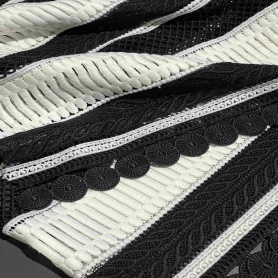 Полиэстер черно-белый кружевной (103916-2)