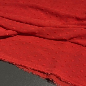 Полиэстер красный в горошек (119252-1)