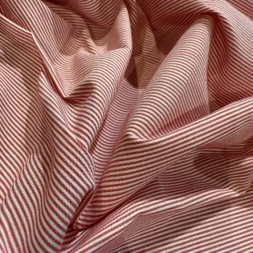 Хлопок белый в мелкую красную полоску (150304\1)